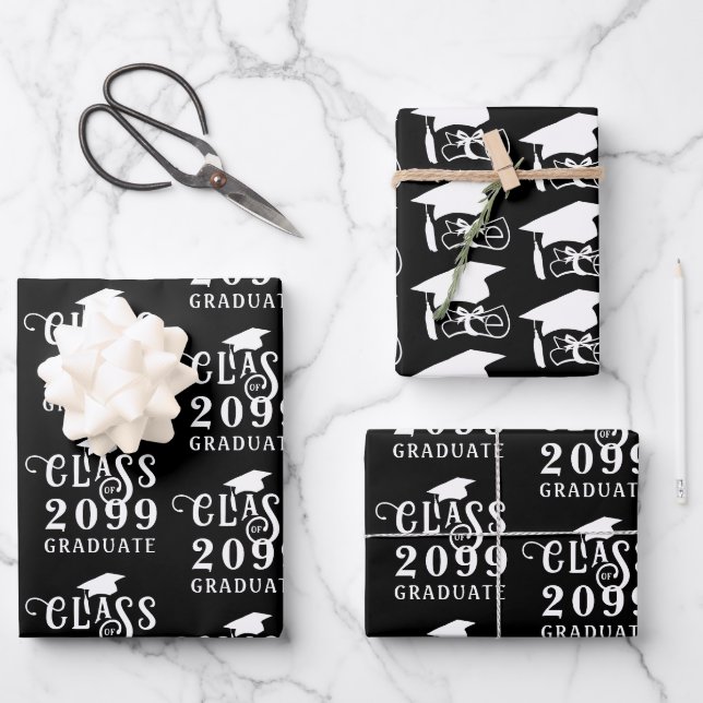 Graduation Class Year Graduate Custom Colour Wrapping Paper Sheet (Front)