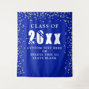 Graduation CLASS YEAR Royal Blue silver Confetti Tapestry