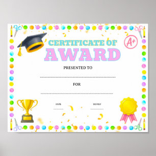 Graduation classroom achievement award editable poster