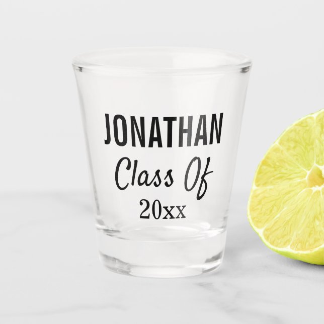 Graduation College Graduate Modern Typography Shot Glass (Front)