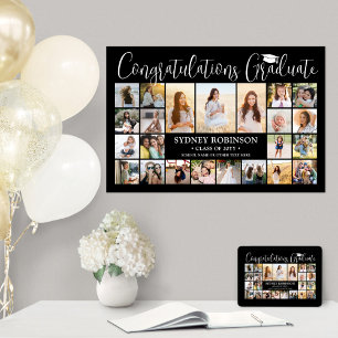 Graduation Congrats 23 Photo Collage Modern Black Poster