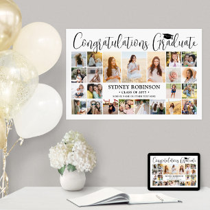 Graduation Congrats 23 Photo Collage Modern White Poster