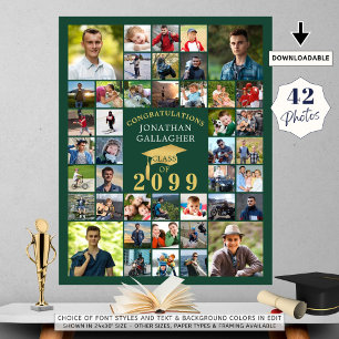 Graduation Congrats 42 Photo Collage Gold Green Poster