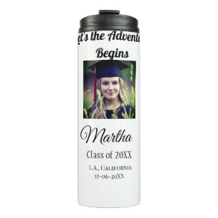 Graduation congrats add name photo city date class thermal tumbler