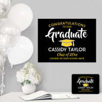 Graduation Congrats Black Gold Yellow and White