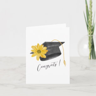 Graduation congrats cap with yellow flower card