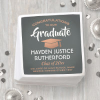 Graduation Congrats Elegant Grey and Faux Copper