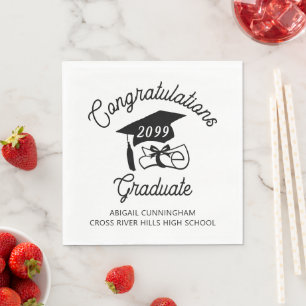 Graduation Congrats Grad Cap Diploma Custom Colour Napkin
