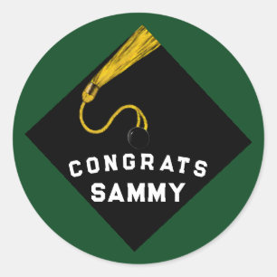 Graduation Congrats Green Classic Round Sticker
