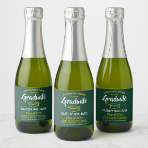 Graduation Congrats Green Gold Yellow Mini Split Sparkling Wine Label
