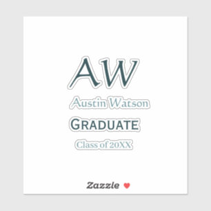 Graduation congrats monogram blue gray name 20XX c