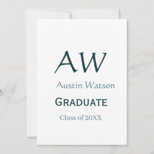 Graduation congrats monogram blue gray name 20XX c Invitation