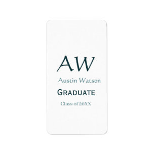 Graduation congrats monogram blue gray name 20XX c Label