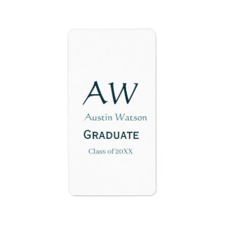 Graduation congrats monogram blue gray name 20XX c Label