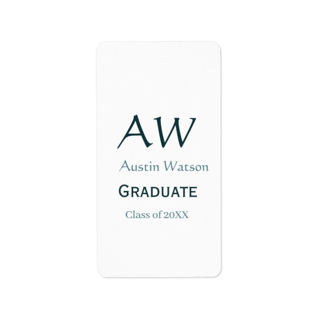 Graduation congrats monogram blue gray name 20XX c Label (Front)