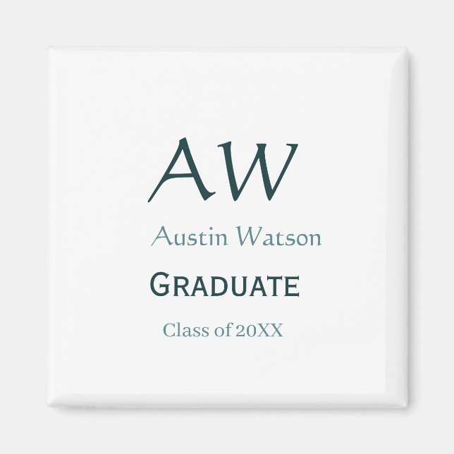 Graduation congrats monogram blue gray name 20XX c Magnet (Front)