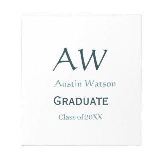 Graduation congrats monogram blue gray name 20XX c Notepad