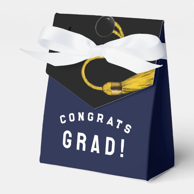 Graduation Congrats Navy Blue Favour Box (Front Side)