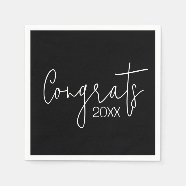 Graduation Congrats On Black Napkin (Front)