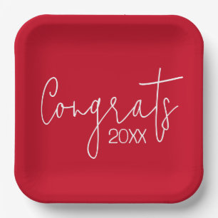 Graduation Congrats On Red Paper Plate