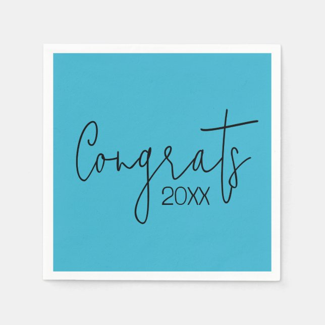 Graduation Congrats On Teal Napkin (Front)