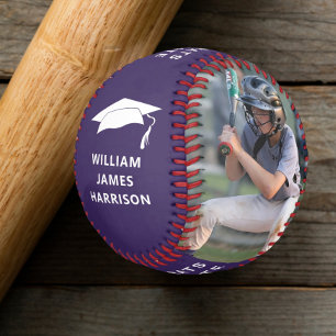 Graduation Congrats Personalised Photo Purple Baseball