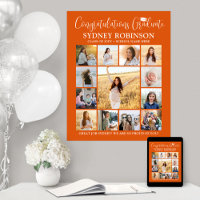 Graduation Congrats Photo Collage Orange and White