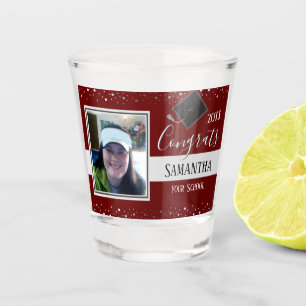 Graduation Congrats Photo Confetti Wine Shot Glass