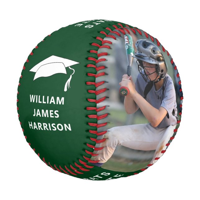 Graduation Congrats Photo Green Baseball (Angled)