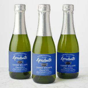 Graduation Congrats Royal Blue & White Mini Split Sparkling Wine Label