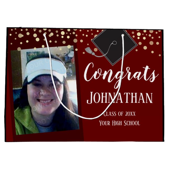 Graduation Congrats Two Photo Large Gift Bag (Back)