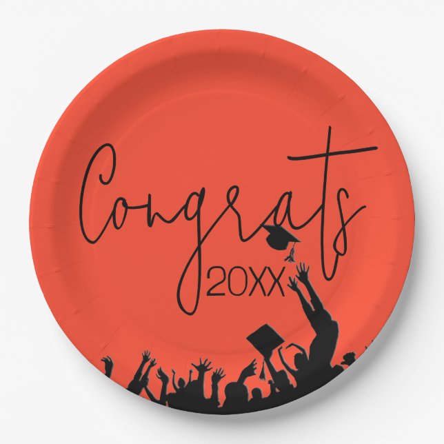 Graduation Congrats With Airborne Cap Paper Plate (Front)