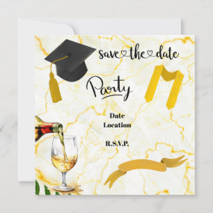 Graduation Congratulation Academic hat and gown Save The Date