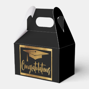 Graduation Congratulations Black Faux Gold Classic Favour Box