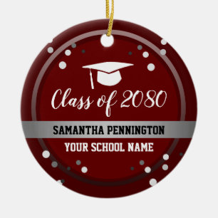Graduation Congratulations Confetti Red Ceramic Tree Decoration
