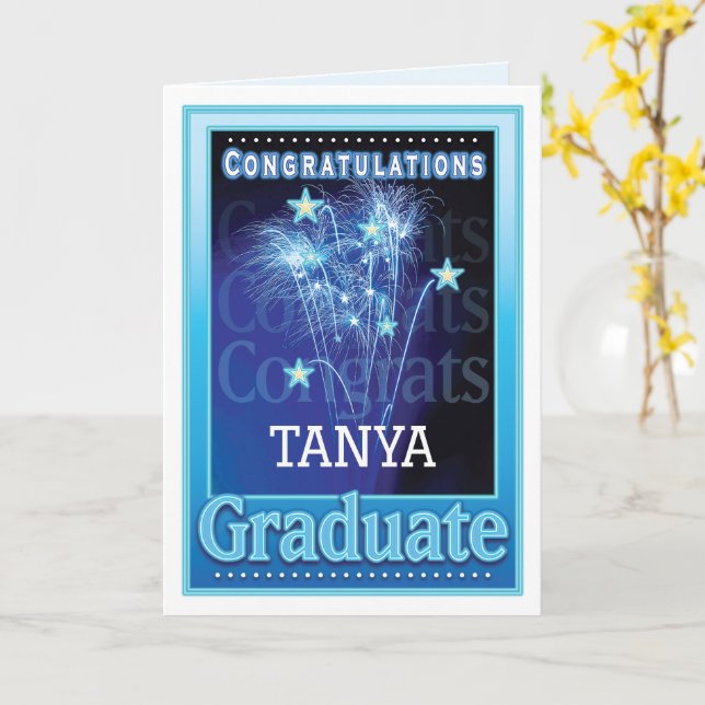 Graduation Congratulations Customise Name Firework Card (Yellow Flower)