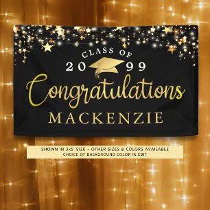 Graduation Congratulations Gold Stars Custom Colou Banner
