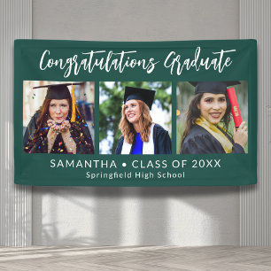 Graduation Congratulations Graduate 3 Photo Green Banner