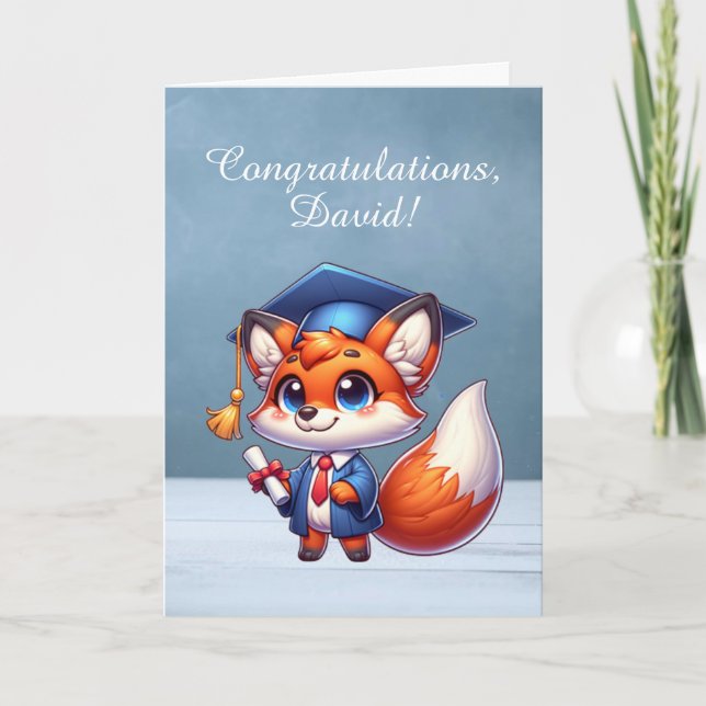 Graduation Congratulations Happy Grad Fox Card (Front)