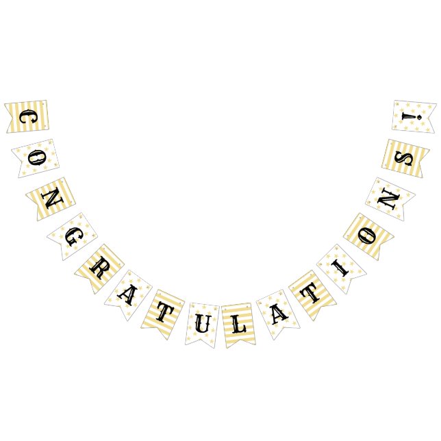 Graduation Congratulations Modern Black Gold Decor Bunting (All)