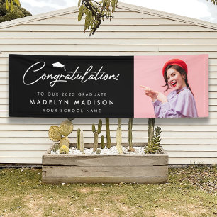 Graduation congratulations modern photo black banner