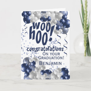 Graduation Congratulations Navy Balloon Card