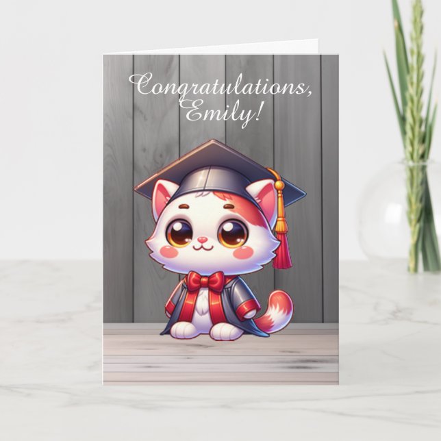 Graduation Congratulations Proud Kitty Card (Front)