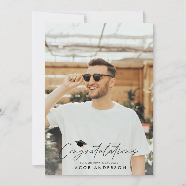 Graduation congratulations simple modern photo invitation (Front)