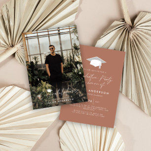 Graduation congratulations simple terracotta photo invitation