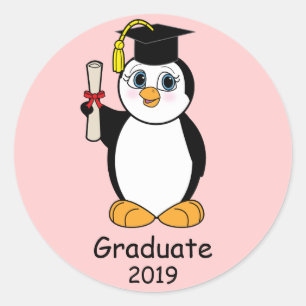 Graduation Congratulations with Penguin Classic Round Sticker