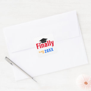 graduation cool colour finally square sticker