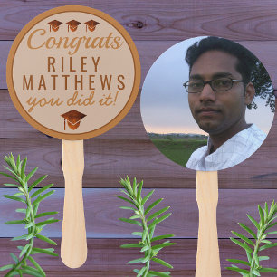 Graduation Copper Cool Congrats Photo Assembled Hand Fan