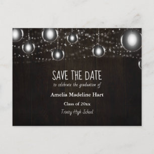 Graduation Country String Lights Save The Date Announcement Postcard