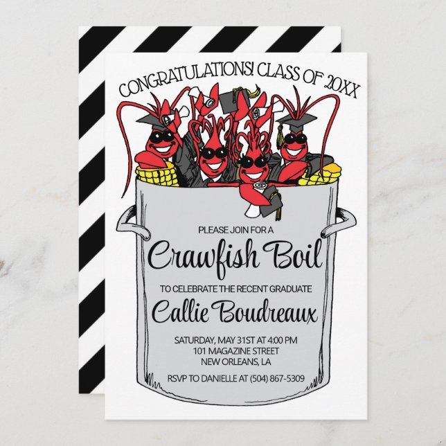 Graduation Crawfish Boil Invitation (Front/Back)